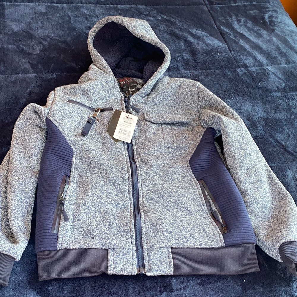 Cozy Blue and Gray Kids Hooded Jacket